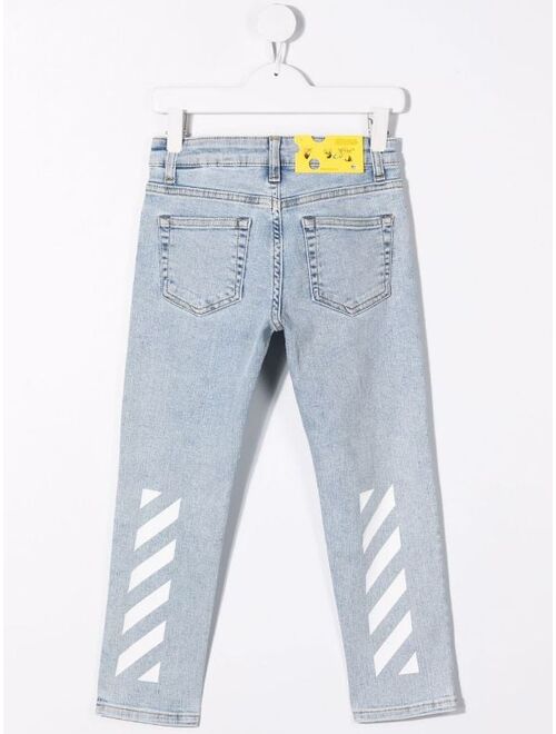 Off-White Kids Diag-stripe skinny jeans