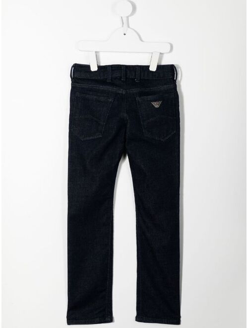 Emporio Armani Kids logo-plaque denim jeans