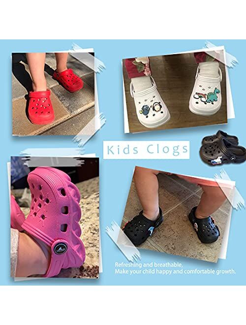 Gigiveras Toddler Clogs, Non-Slip Lightweight Breathable Kids Clogs for Boys and Girls Kids Classic Garden Clogs Home Slipper Indoor Outdoor Water Shoes Beach Sandals