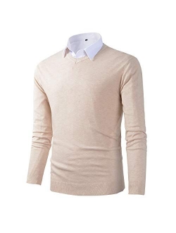 Beninos Mens Casual Basic Designed V-Neck Pullover Sweater