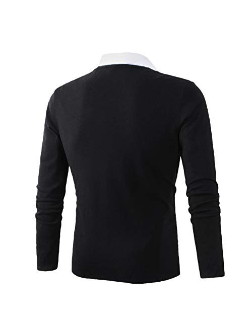 Beninos Mens Casual Basic Designed V-Neck Pullover Sweater