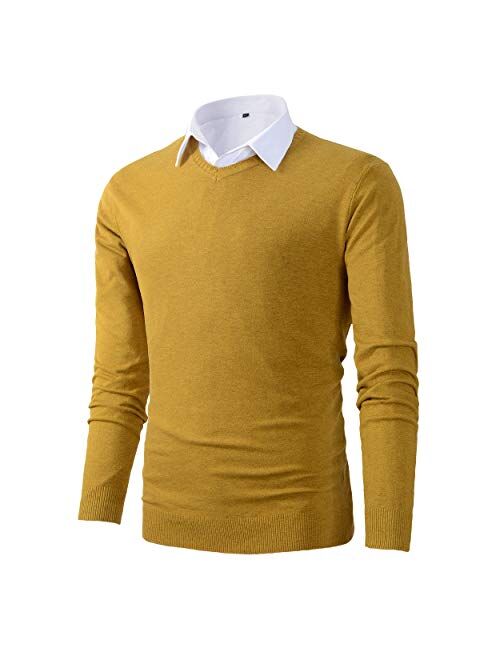 Beninos Mens Casual Basic Designed V-Neck Pullover Sweater