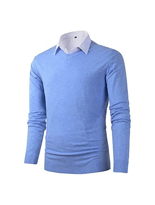 Beninos Mens Casual Basic Designed V-Neck Pullover Sweater