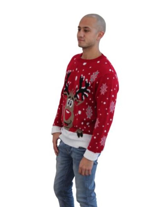 Girltalk Clothing Men's Vintage Reindeer Christmas Jumper crew neck pullover Sweater