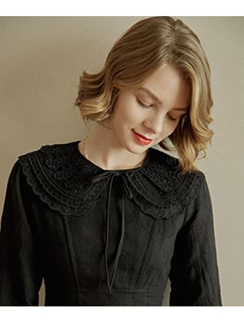 SIMPLE RETRO Casual Decorative False Lace Collar Sweater Dress Collar Choker Blouse Collar (Black A)