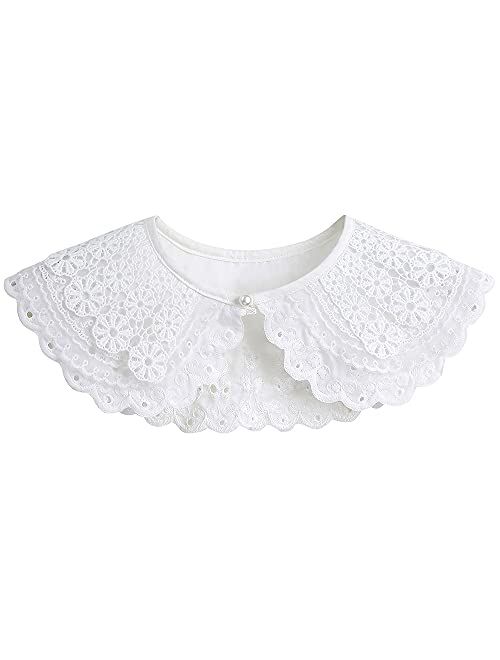 Elegtiskas Mini Lace Cape Dickey Fake Collar Dechable False Collar Neck Ruff for Women and Girls