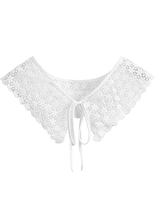 Elegtiskas Mini Lace Cape Dickey Fake Collar Dechable False Collar Neck Ruff for Women and Girls