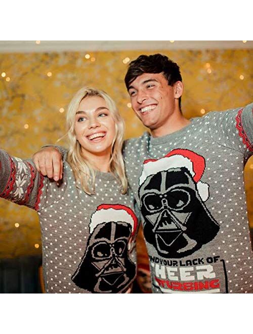 Numskull Unisex Official Star Wars Darth Vader Knitted Christmas Jumper for Men or Women - Ugly Novelty Sweater Gift