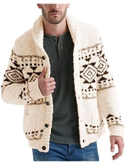 Esobo Men's Shawl Collar Cardigan Sweater Multi-Color Button Down Knitted Sweaters with Pockets