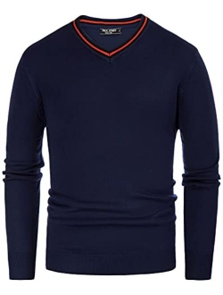 Men's V Neck Pullover Sweaters Classic Long Sleeve Knitting Sweater