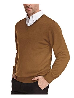 Men's V Neck Pullover Sweaters Classic Long Sleeve Knitting Sweater