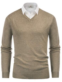 Men's V Neck Pullover Sweaters Classic Long Sleeve Knitting Sweater