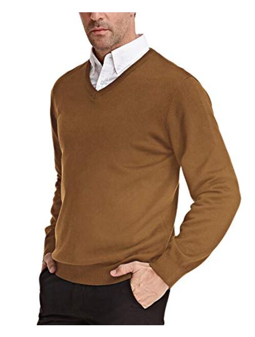 PJ PAUL JONES Men's V Neck Pullover Sweaters Classic Long Sleeve Knitting Sweater