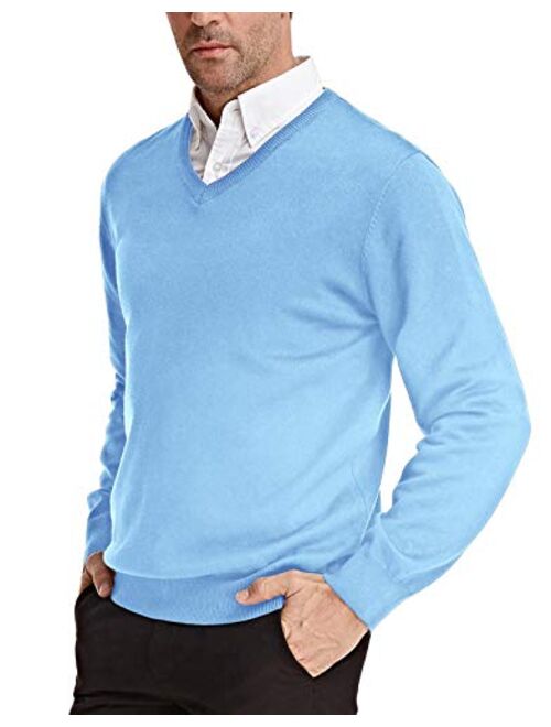 PJ PAUL JONES Men's V Neck Pullover Sweaters Classic Long Sleeve Knitting Sweater