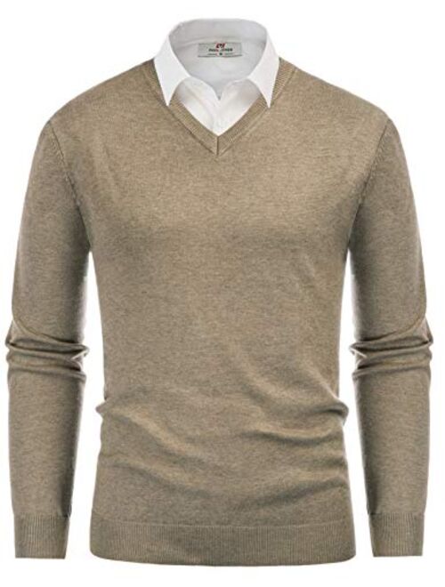 PJ PAUL JONES Men's V Neck Pullover Sweaters Classic Long Sleeve Knitting Sweater