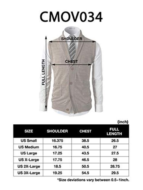H2H Mens Casual Slim Fit Shawl Collar Sweater Vests Lightweight Knitted Vest