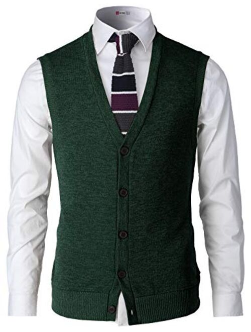 H2H Mens Casual Slim Fit Shawl Collar Sweater Vests Lightweight Knitted Vest