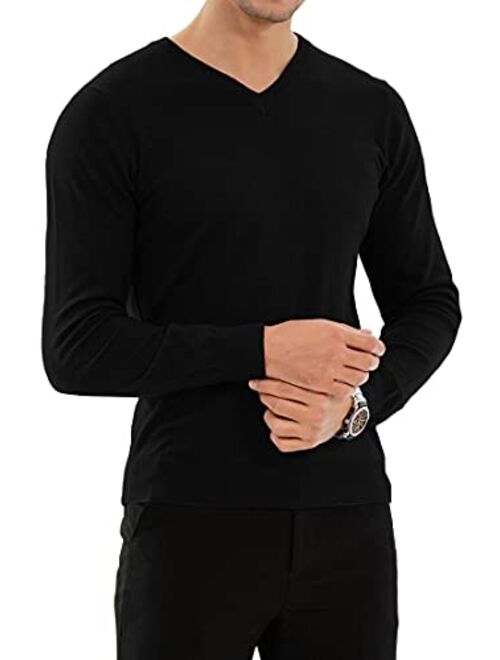 YTD Men's Casual Slim Fit V-Neck Pullover Long Sleeve Knitted Pullover Sweaters