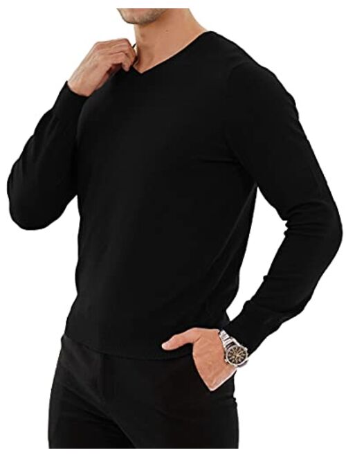 YTD Men's Casual Slim Fit V-Neck Pullover Long Sleeve Knitted Pullover Sweaters