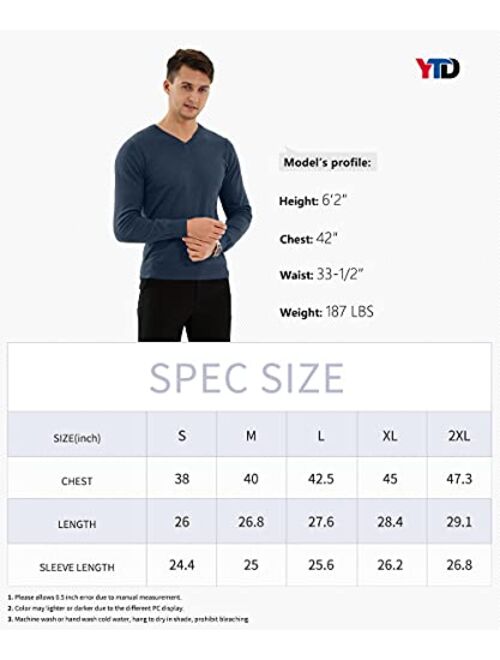 YTD Men's Casual Slim Fit V-Neck Pullover Long Sleeve Knitted Pullover Sweaters