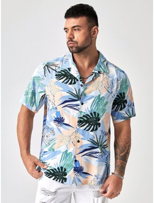 Buy SHEIN Extended Sizes Men Tropical Print Shirt online | Topofstyle