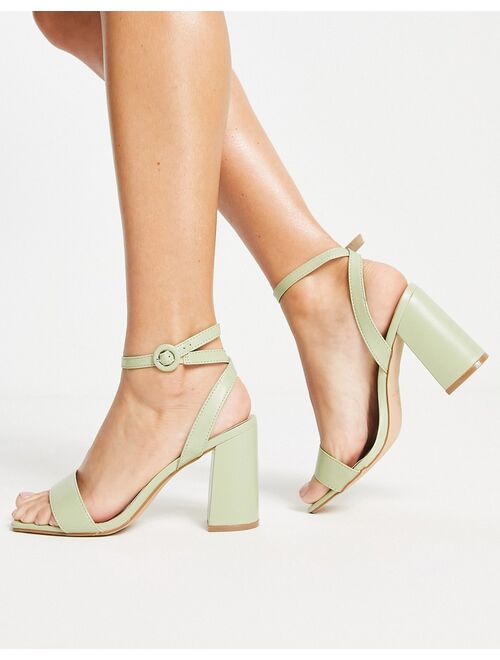 RAID Wide Fit Wink block heeled sandals in pale green