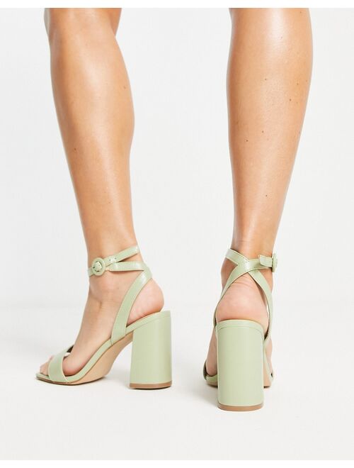 RAID Wide Fit Wink block heeled sandals in pale green