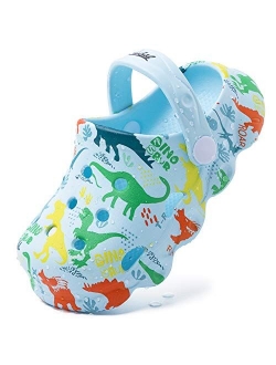 techcity Kids Dinosaur Garden Shoes Cute Cartoon Sandals Clogs Toddler Beach Pool Water Shoes Summer Slides for Boys Girls