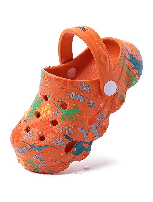 techcity Kids Dinosaur Garden Shoes Cute Cartoon Sandals Clogs Toddler Beach Pool Water Shoes Summer Slides for Boys Girls