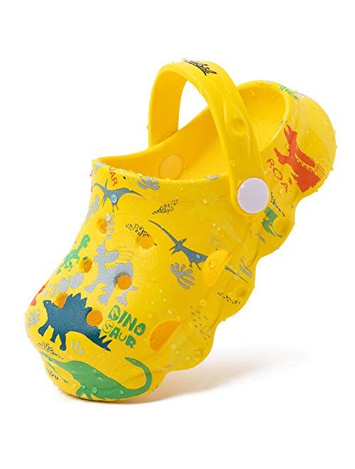 techcity Kids Dinosaur Garden Shoes Cute Cartoon Sandals Clogs Toddler Beach Pool Water Shoes Summer Slides for Boys Girls