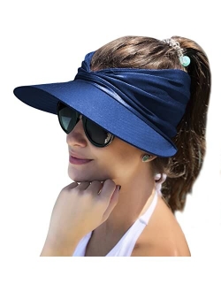 Muryobao Womens Sun Visor Hat Wide Brim Summer UPF 50+ UV Protection Beach Sport Cap