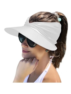 Muryobao Womens Sun Visor Hat Wide Brim Summer UPF 50+ UV Protection Beach Sport Cap