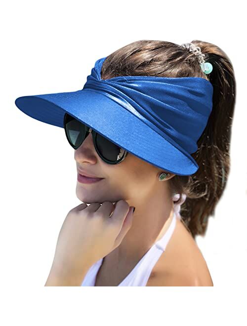 Muryobao Womens Sun Visor Hat Wide Brim Summer UPF 50+ UV Protection Beach Sport Cap