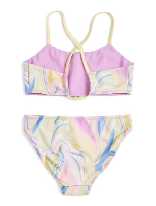 ID IDEOLOGY Big Girls Marble Print Reversible Bikini, Created for Macy's