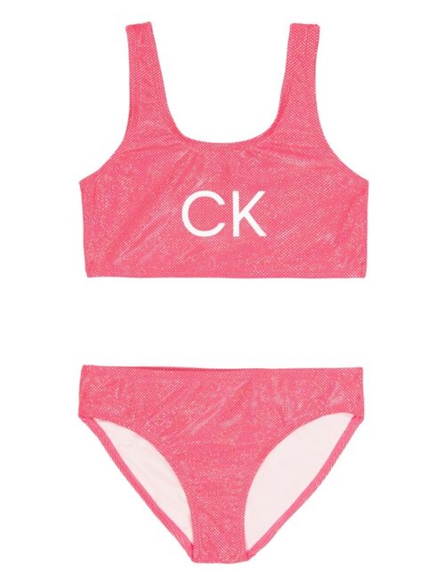 Calvin Klein Big Girls Shimmer Bikini Swimsuit, 2 Piece Set