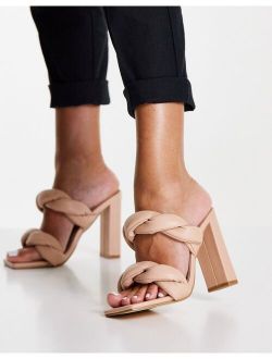 Ego Waverly block heel twist sandals in beige