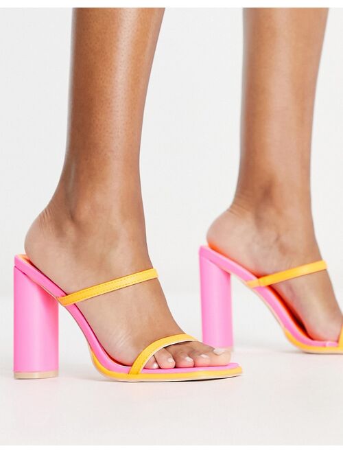 Z_Code_Z Zana heeled sandals in pink and orange