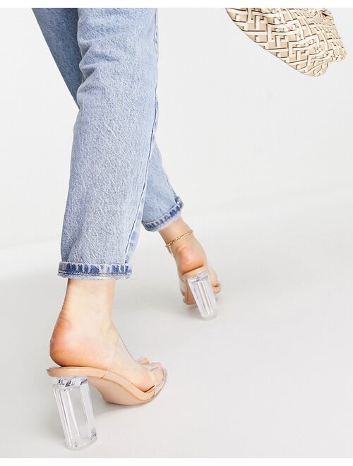 Simmi Wide Fit Simmi London Wide Fit clear heel sandals in natural