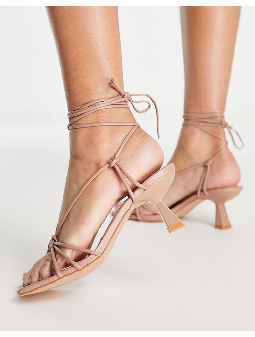 SIMMI Shoes Simmi London tie ankle mid heeled sandals in camel