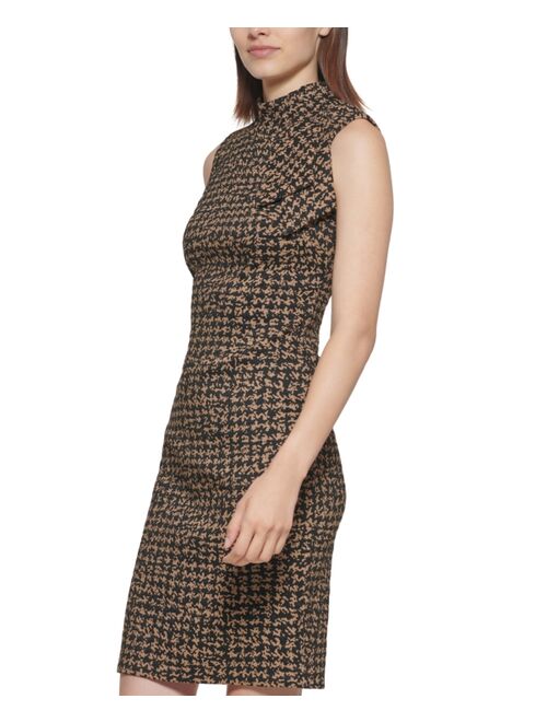 Calvin Klein Printed Tie-Neck Jacquard Sheath Dress