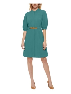 Puff-Sleeve A-Line Dress