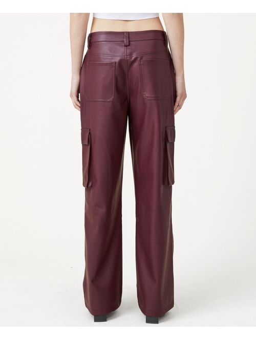 COTTON ON Women's Utility Faux Leather Pants