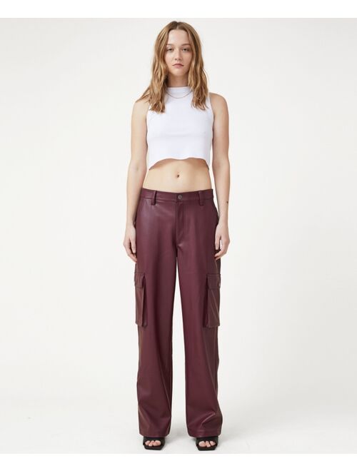 COTTON ON Women's Utility Faux Leather Pants