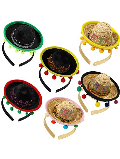 JOYIN Cinco De Mayo Sombrero Headband, 6 Pack for Carnivals Festivals, Dia De Muertos Cinco De Mayo Sombrero Headband, 6 Pack for Carnivals Festivals, Dia De Muertos