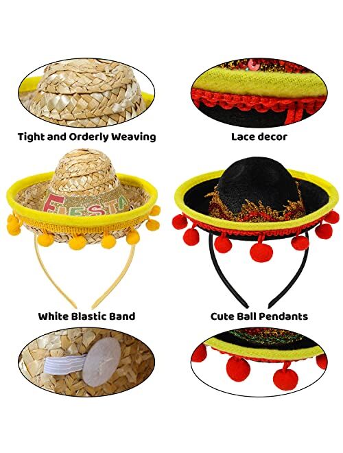 JOYIN Cinco De Mayo Sombrero Headband, 6 Pack for Carnivals Festivals, Dia De Muertos Cinco De Mayo Sombrero Headband, 6 Pack for Carnivals Festivals, Dia De Muertos