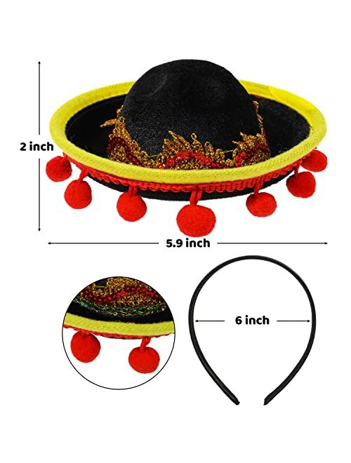 JOYIN Cinco De Mayo Sombrero Headband, 6 Pack for Carnivals Festivals, Dia De Muertos Cinco De Mayo Sombrero Headband, 6 Pack for Carnivals Festivals, Dia De Muertos