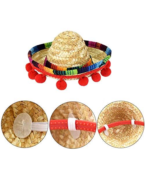 HOVEOX 6Pcs Sombrero Headbands Fiesta Sombrero Party Hats Straw Sombrero Headband Hats Cinco De Mayo Fiesta Fabric Sombrero Headband