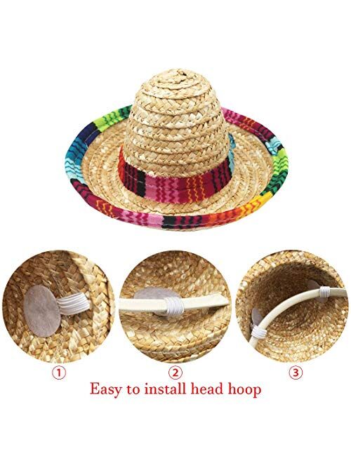 GuassLee 3 Pack Sombrero Hats Mini Mexican Party Hat with Headband for Kids Boys Girls Adults Fiesta Mexican Birthday Cinco de Mayo Party Decorations