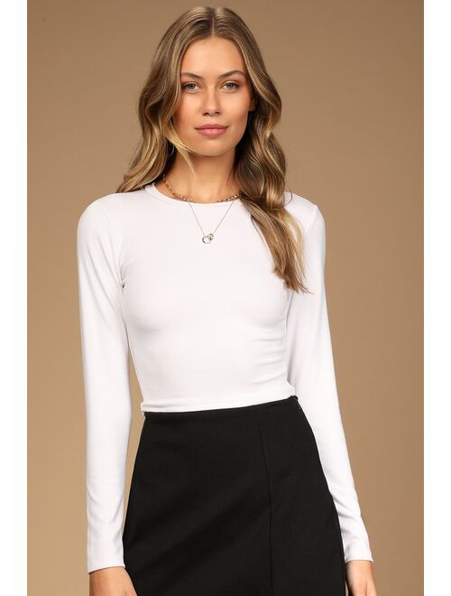 Lulus Begin with the Basics Black Long Sleeve Crop Top