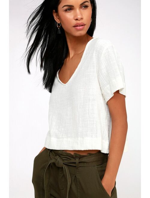 Lulus Signorina White Short Sleeve Top